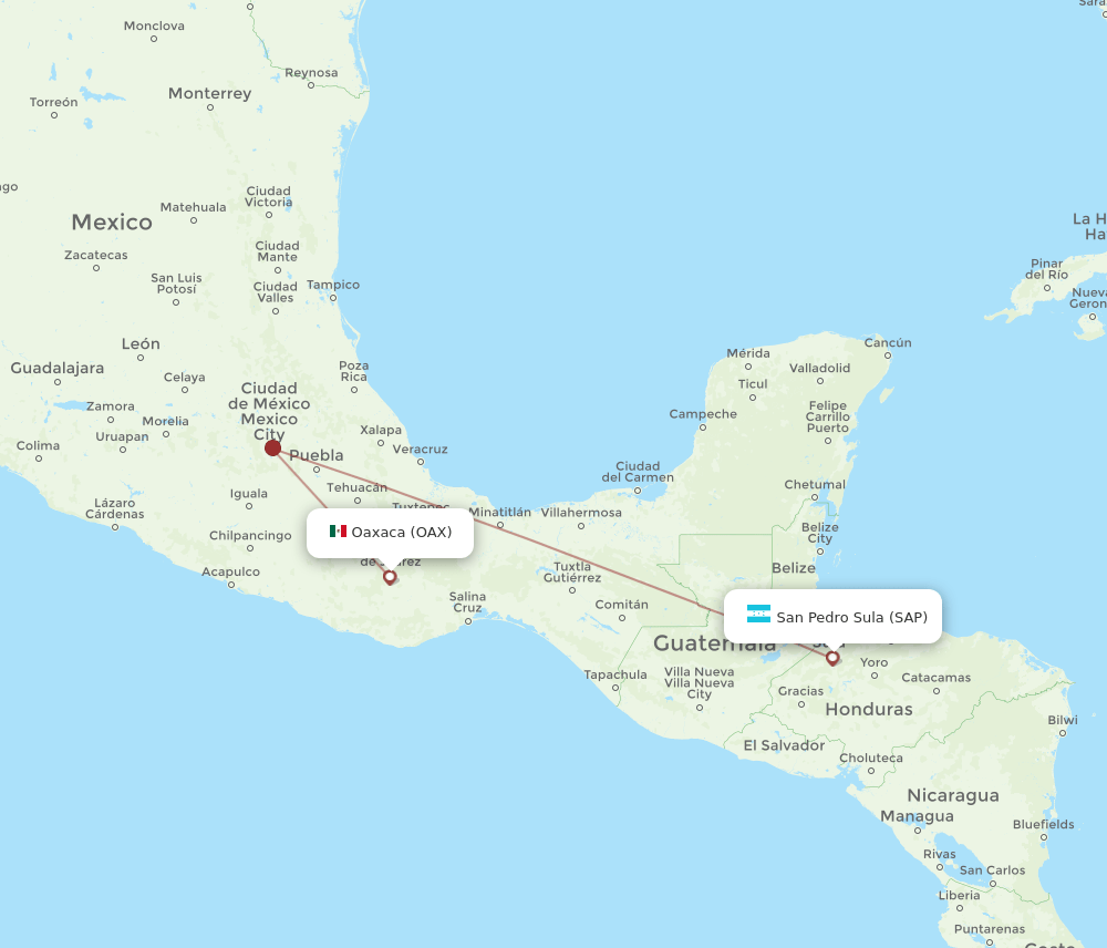 OAX-SAP flight routes