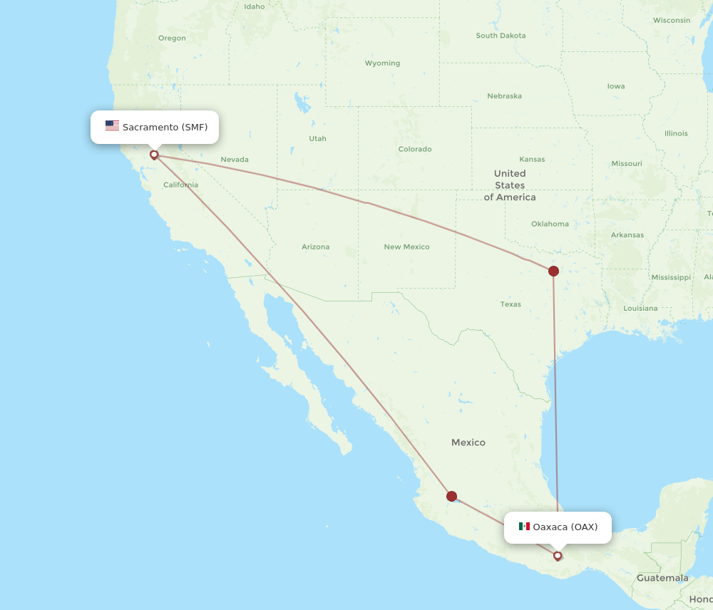 OAX-SMF flight routes
