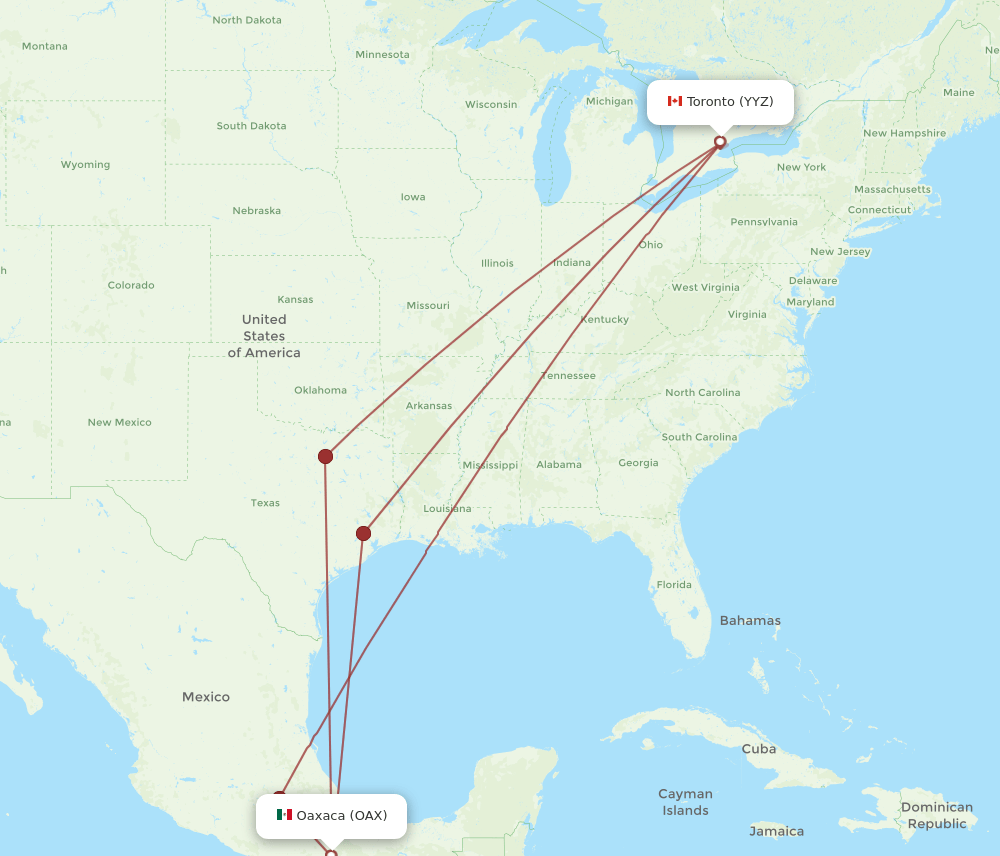 OAX-YYZ flight routes