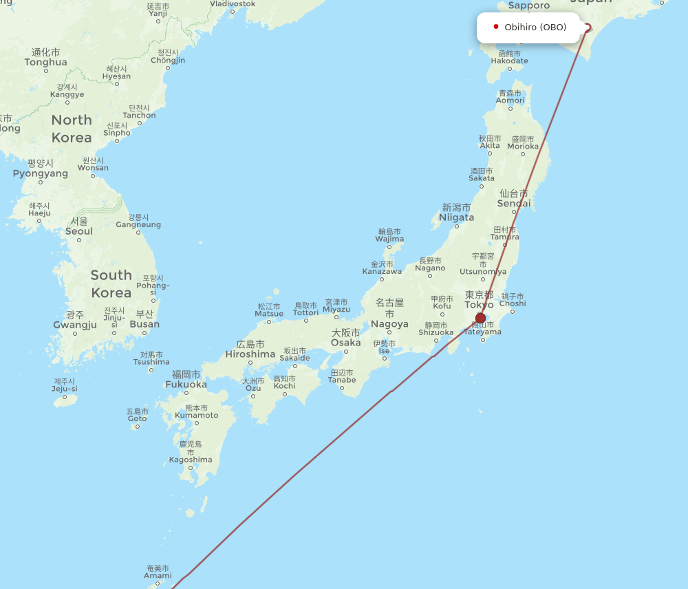 OBO to OKA flights and routes map
