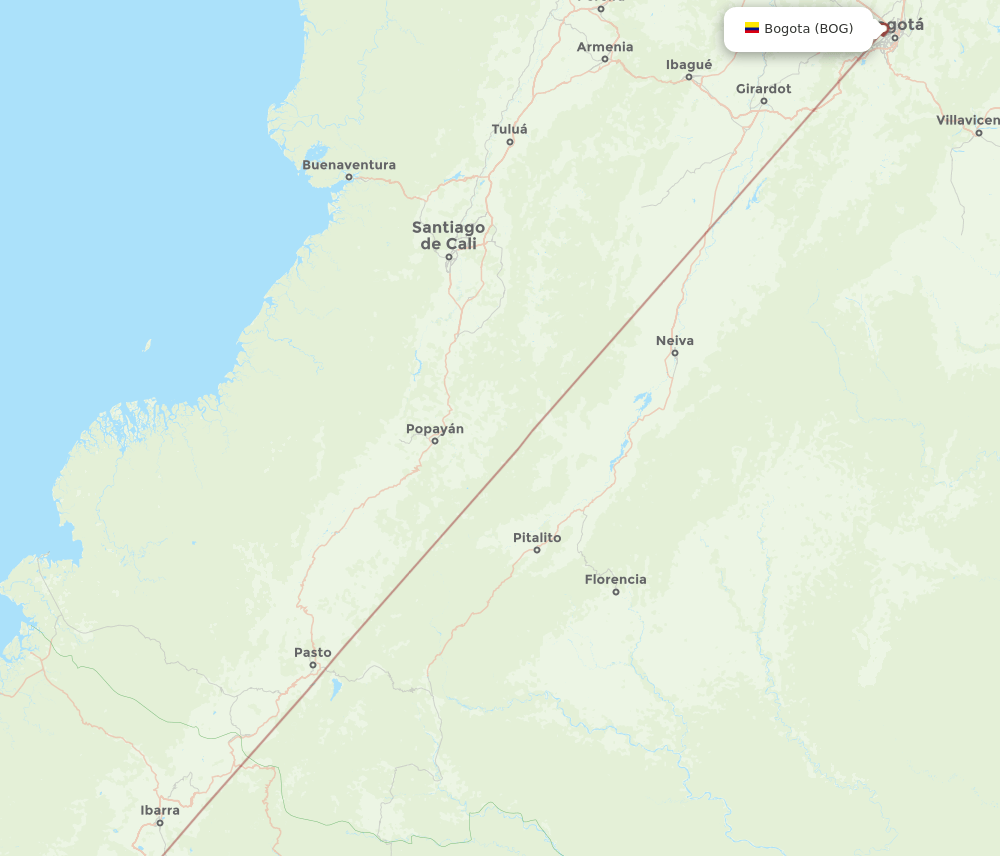 OCC-BOG flight routes
