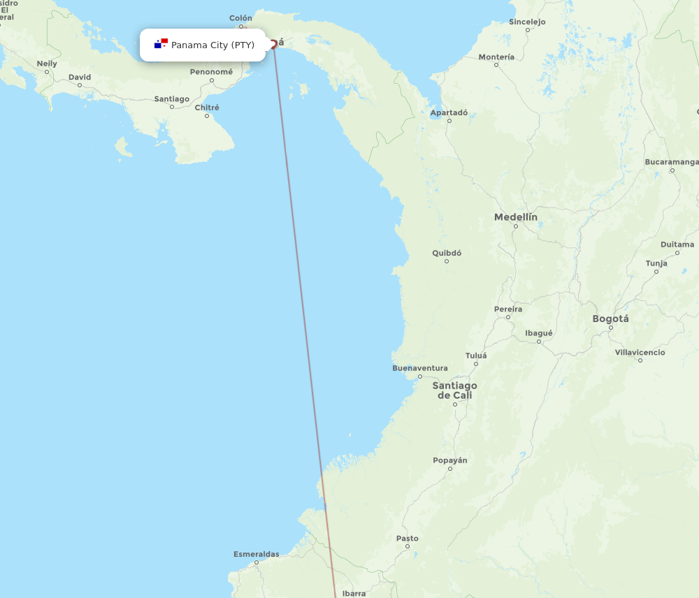 OCC to PTY flights and routes map