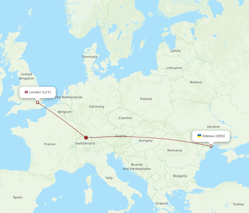 ODS-LCY flight routes