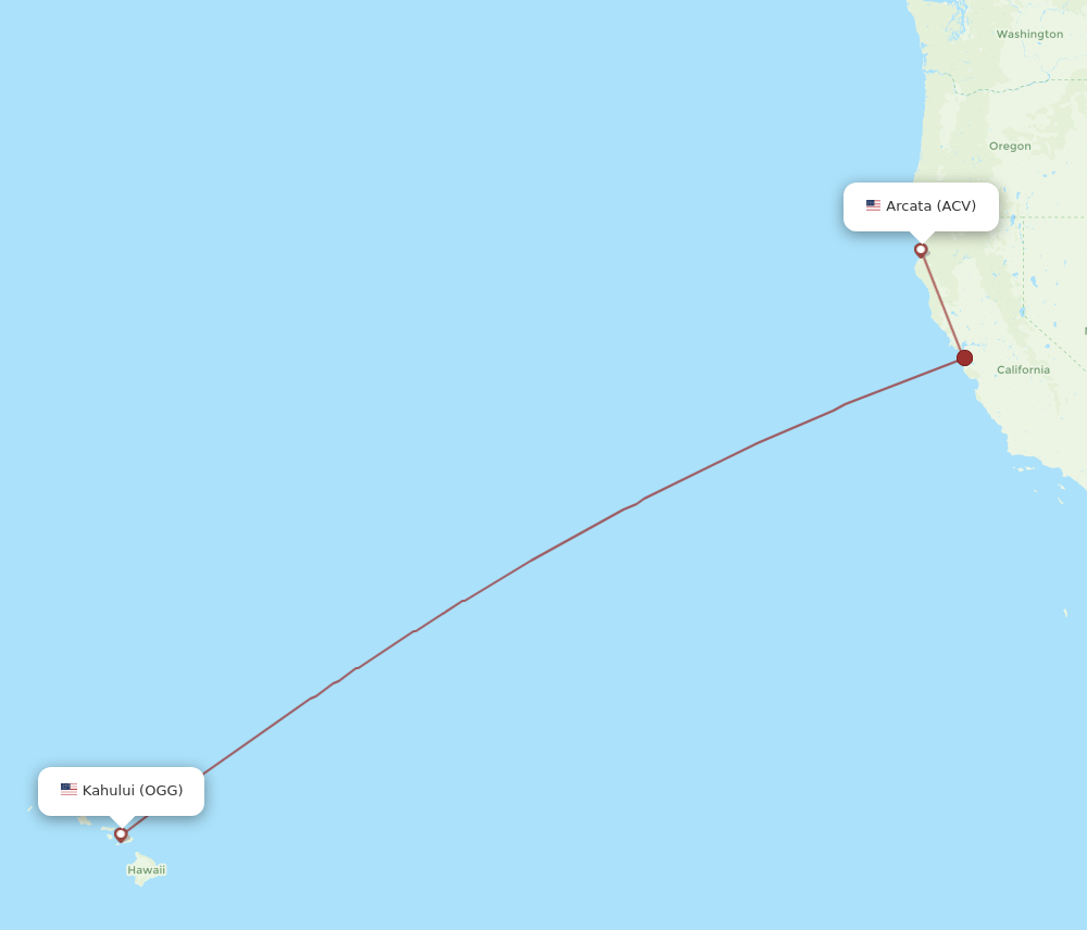 OGG-ACV flight routes