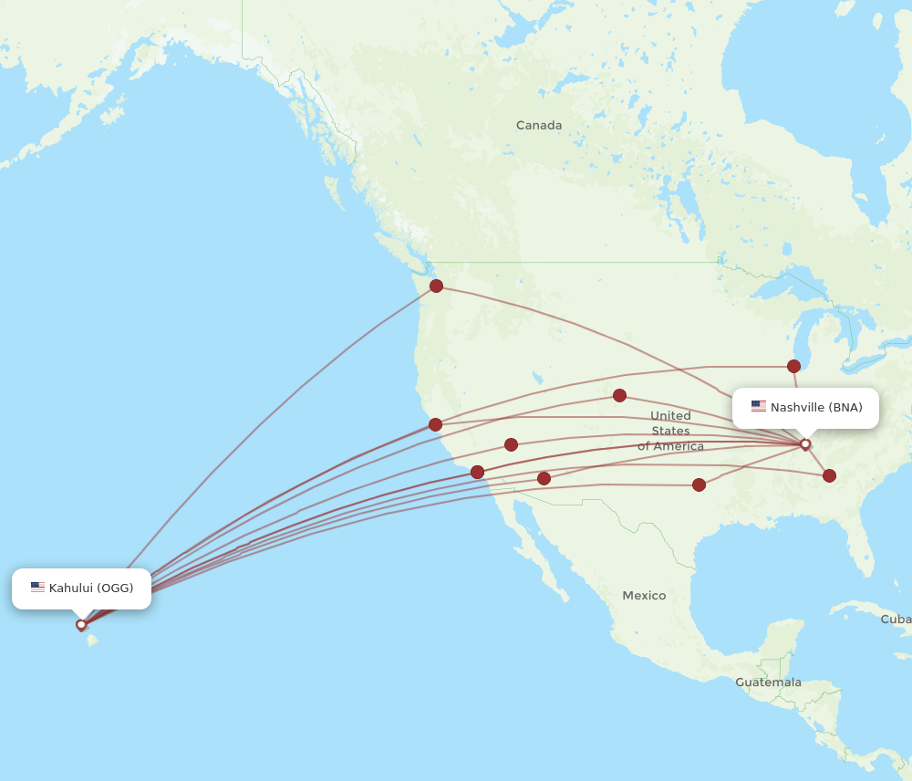 OGG-BNA flight routes