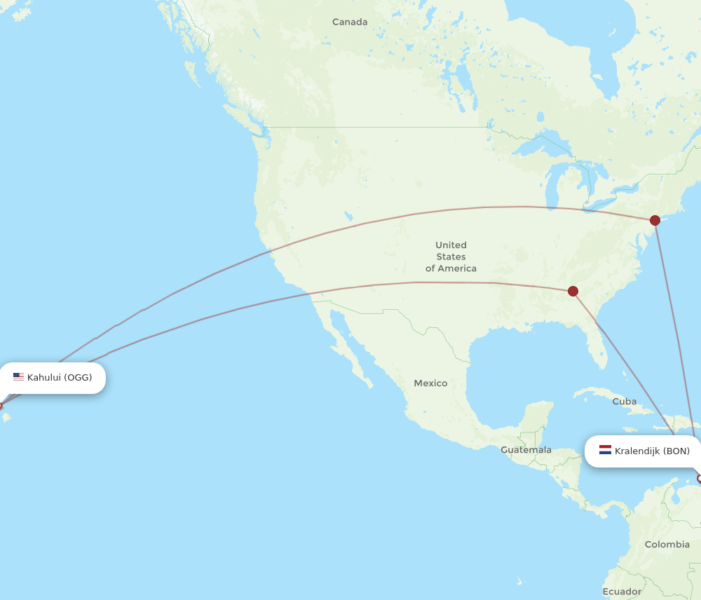 OGG-BON flight routes