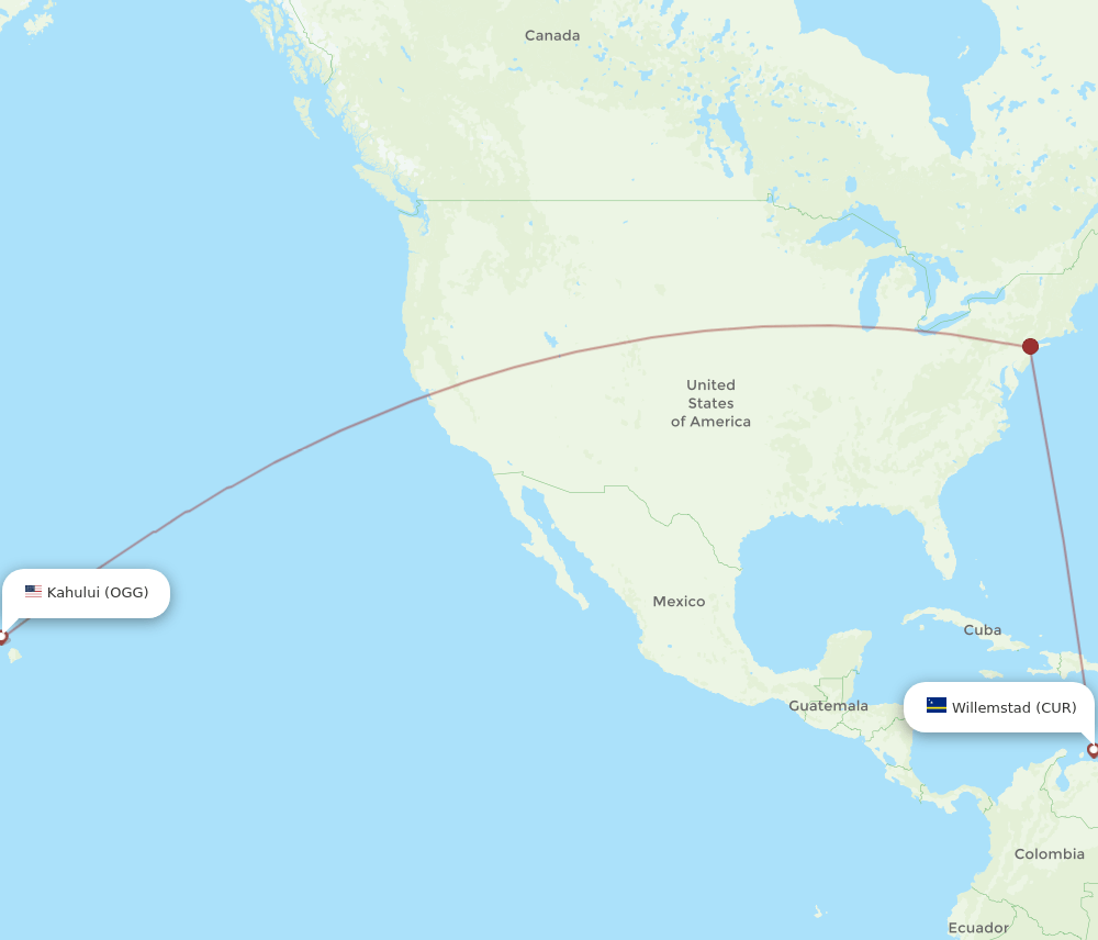 OGG-CUR flight routes