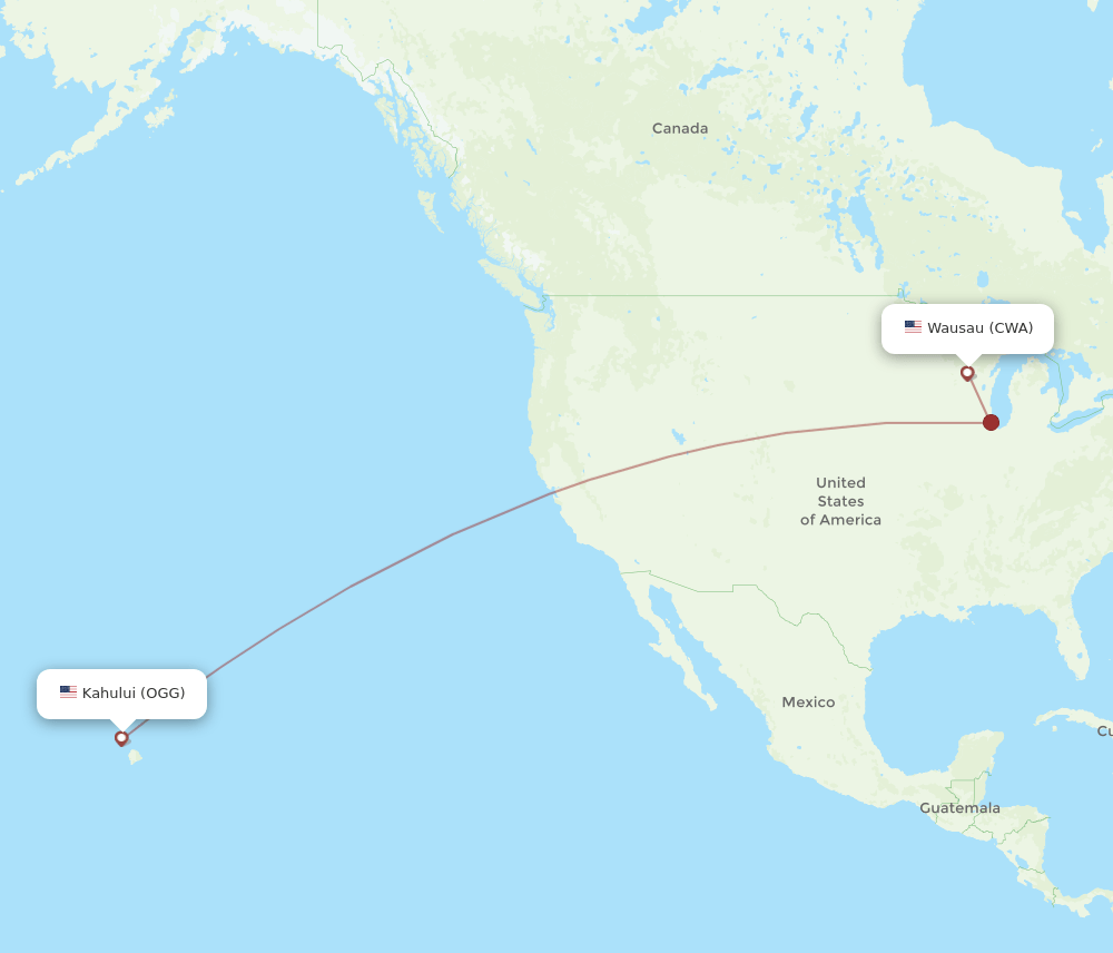 OGG to CWA flights and routes map