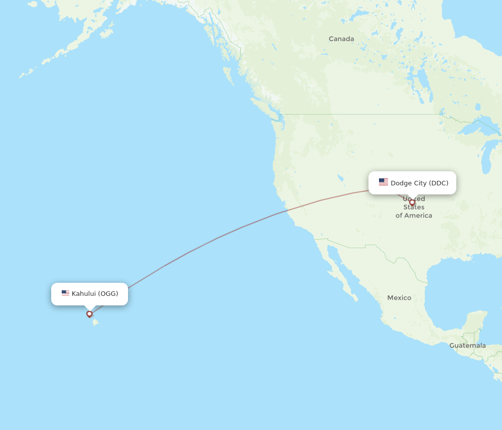 Dodge City - Kahului route map and flight paths