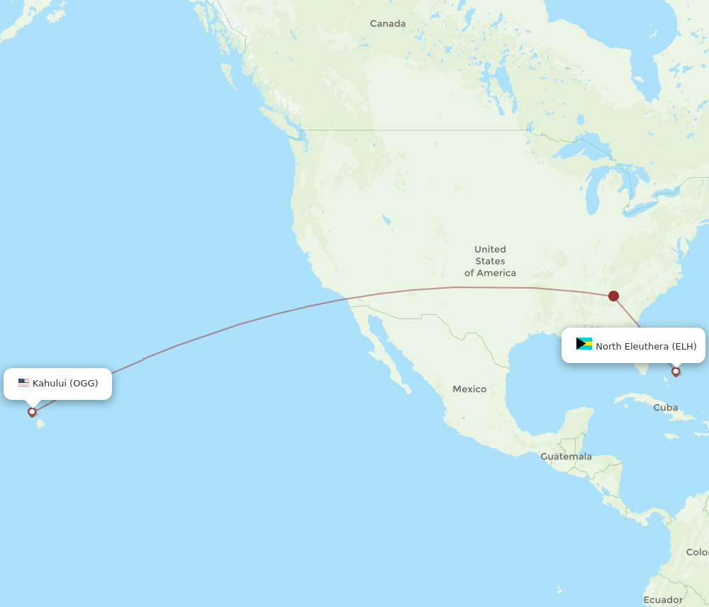 OGG to ELH flights and routes map