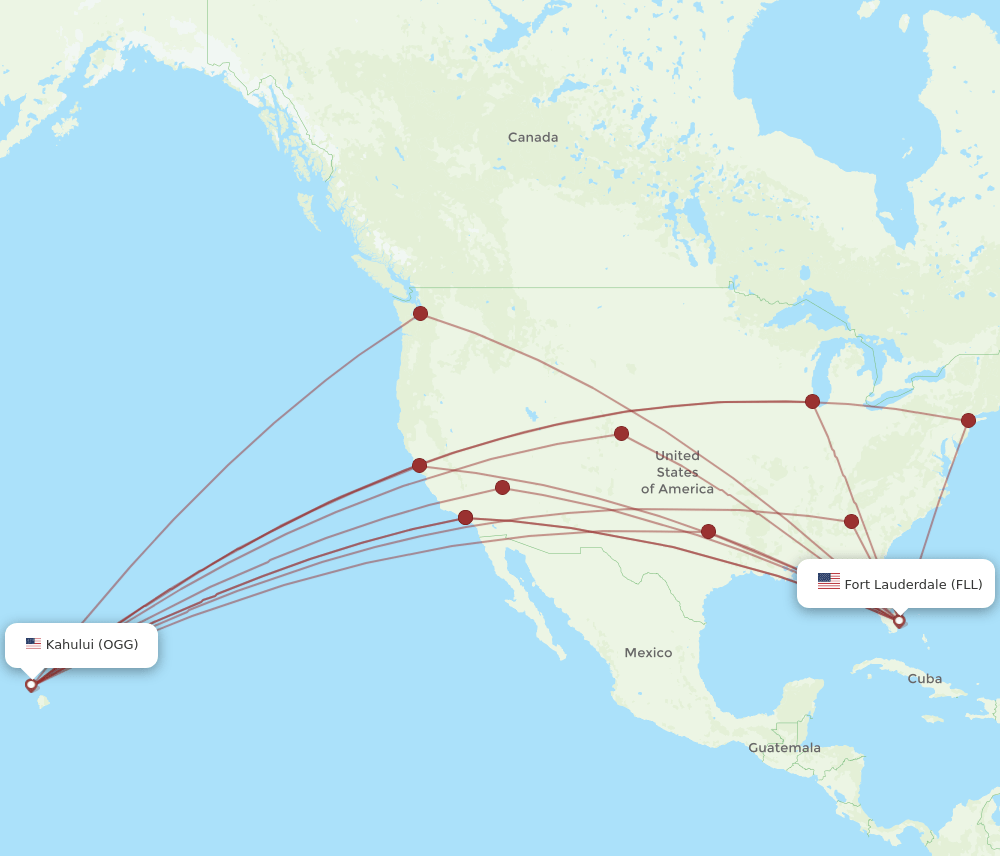 OGG to FLL flights and routes map