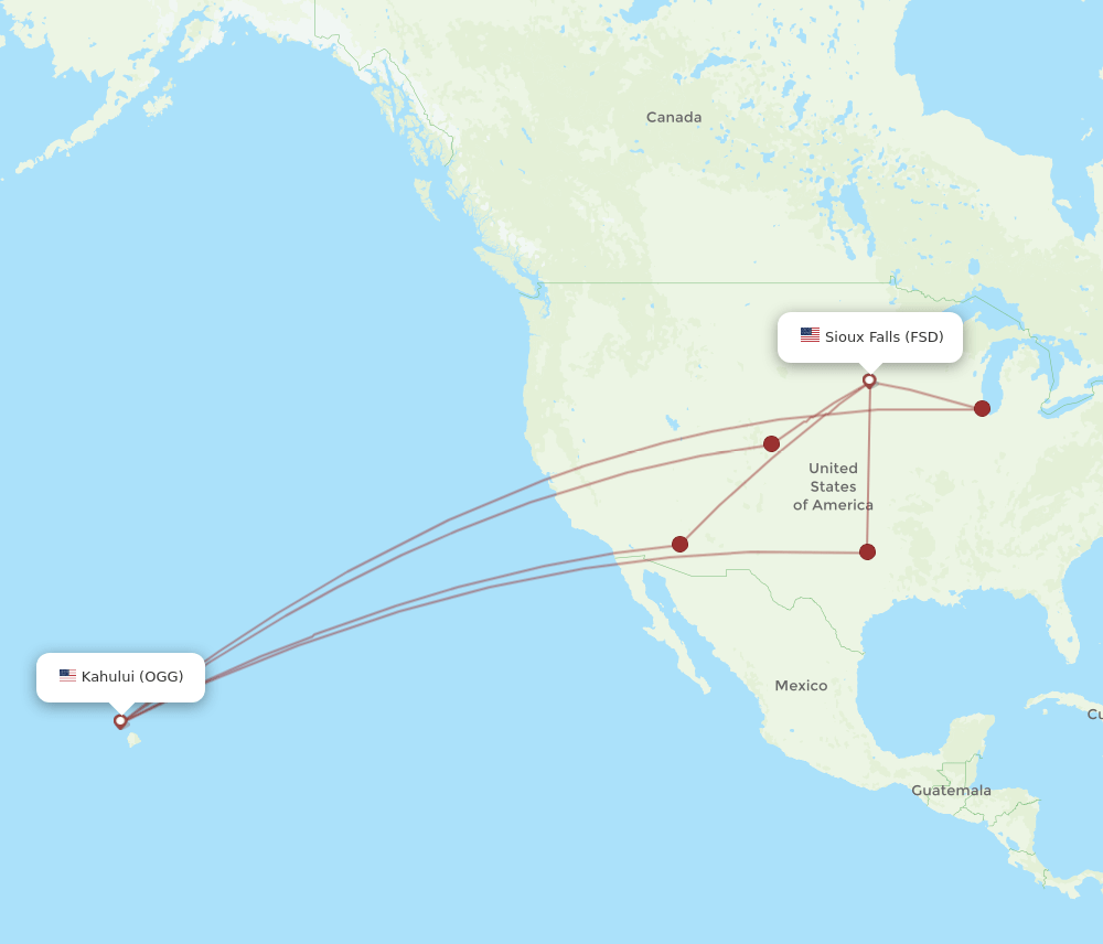 OGG-FSD flight routes