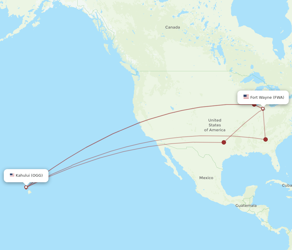 OGG to FWA flights and routes map