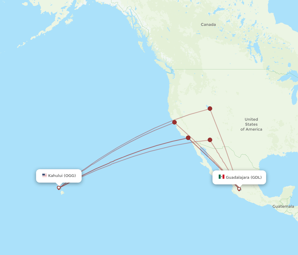 OGG-GDL flight routes