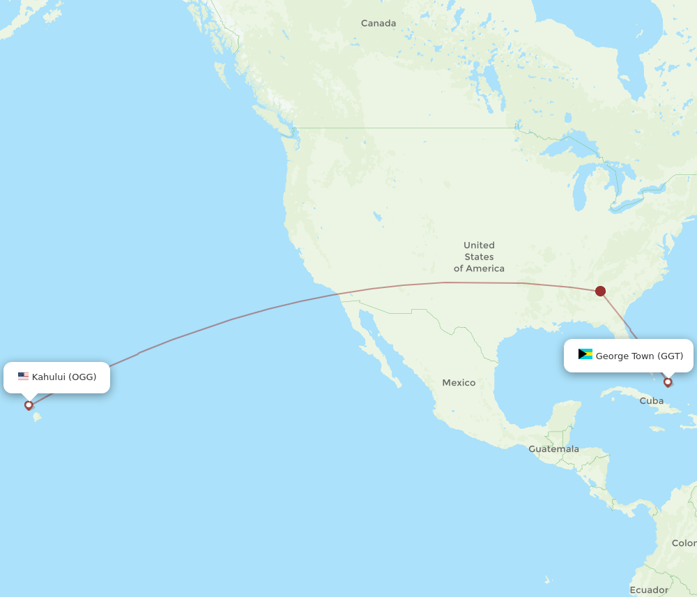 OGG to GGT flights and routes map