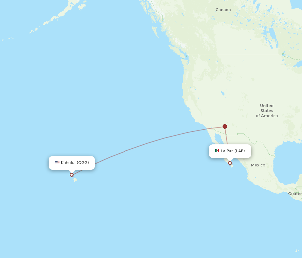 La Paz - Kahului route map and flight paths