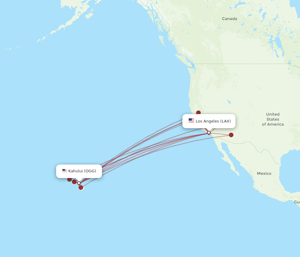 OGG-LAX flight routes