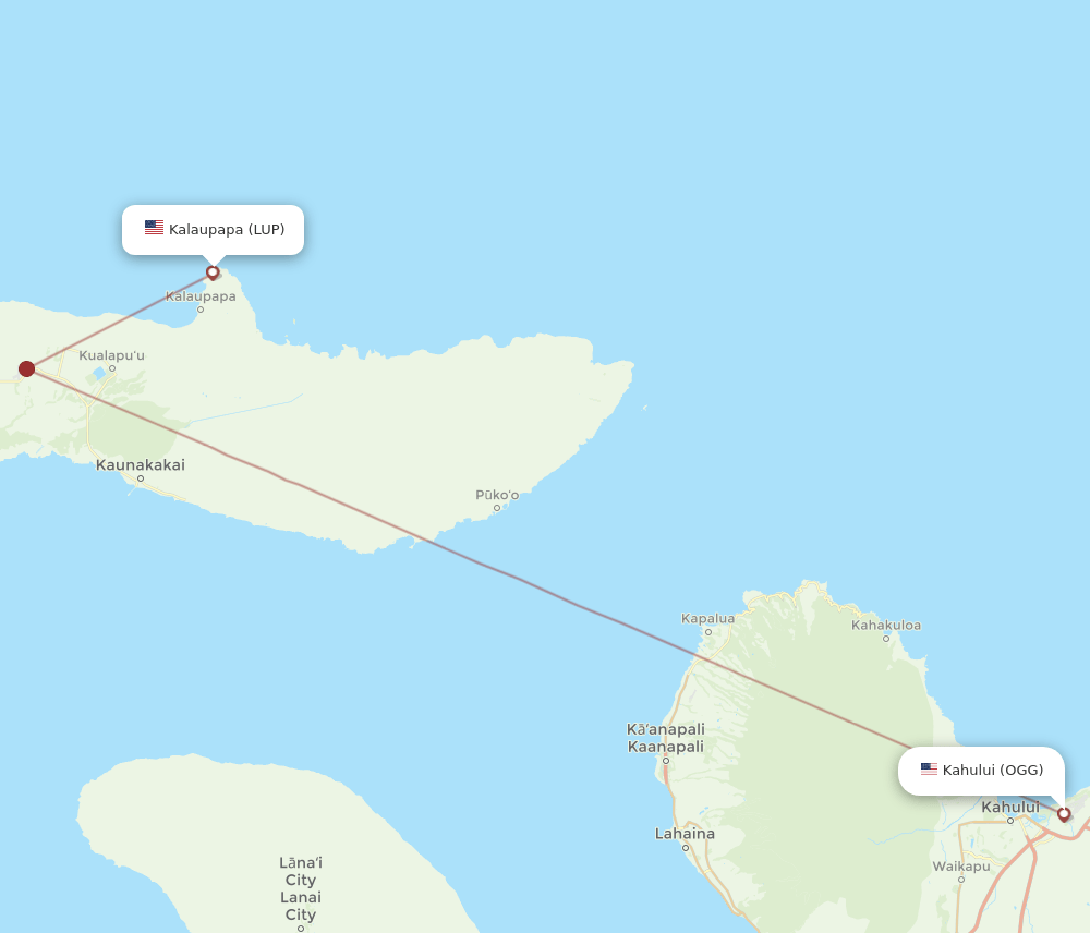 OGG-LUP flight routes