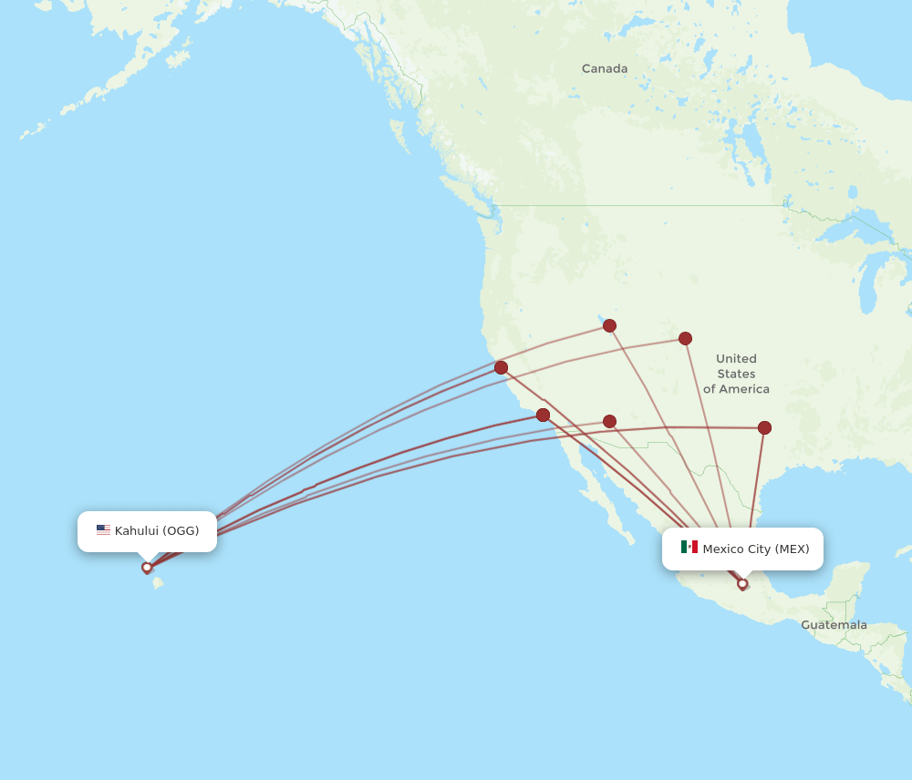 OGG-MEX flight routes