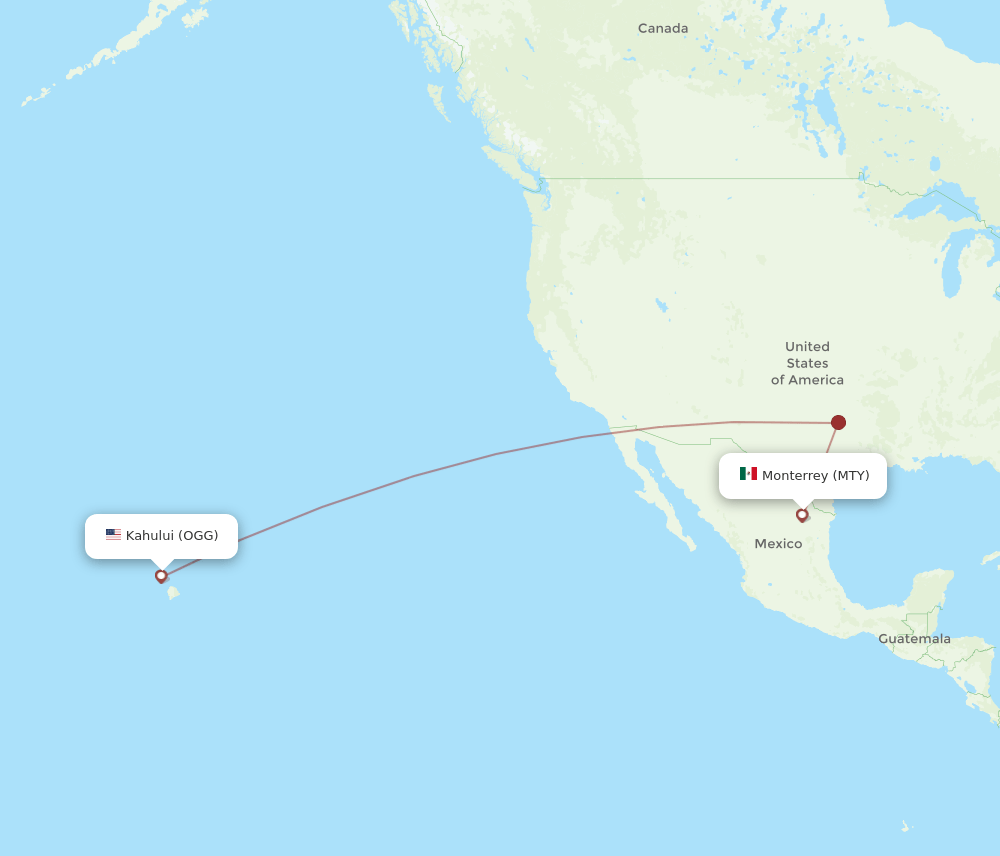 OGG to MTY flights and routes map