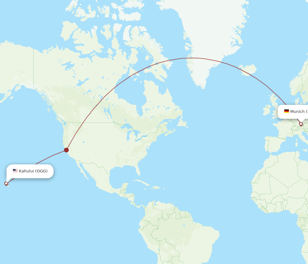 OGG to MUC flights and routes map