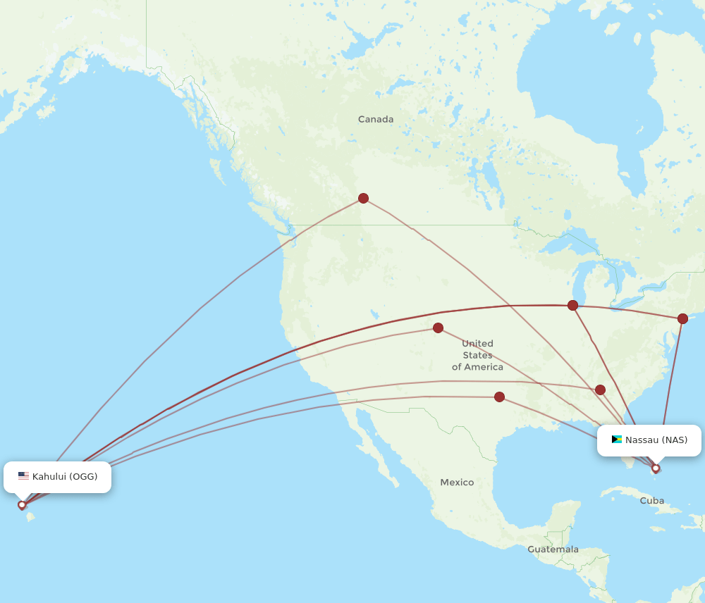 OGG to NAS flights and routes map