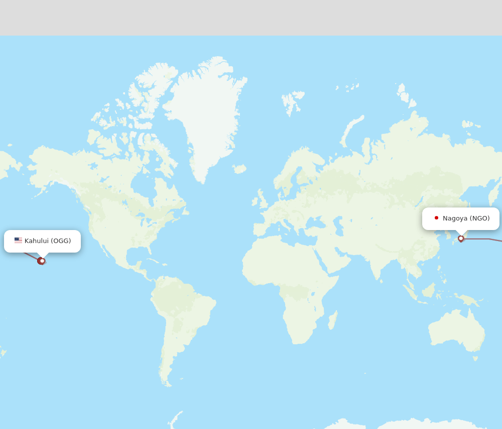 OGG to NGO flights and routes map