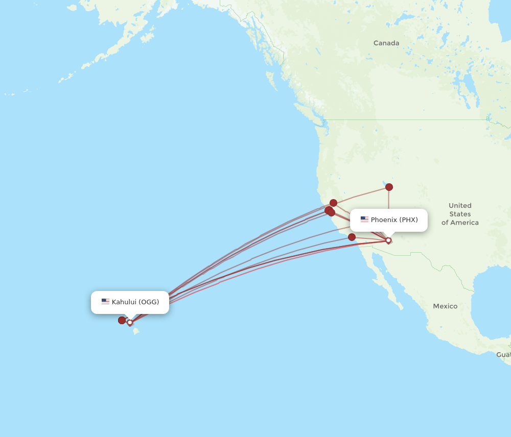 OGG-PHX flight routes