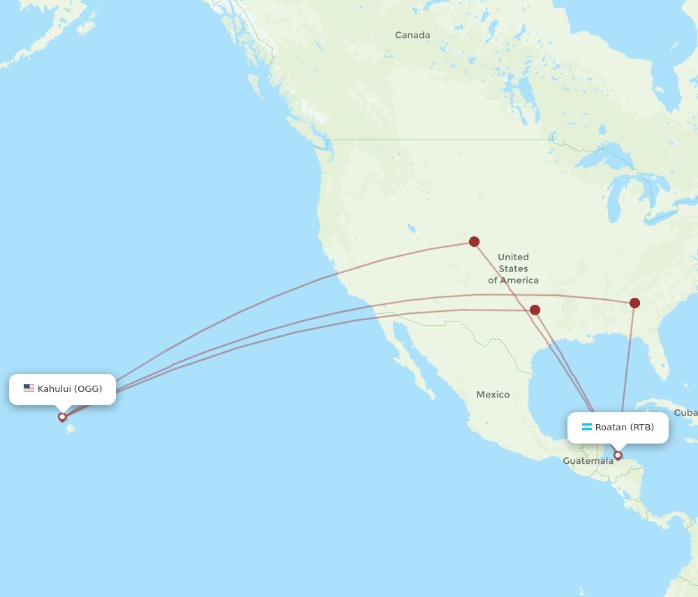 OGG to RTB flights and routes map