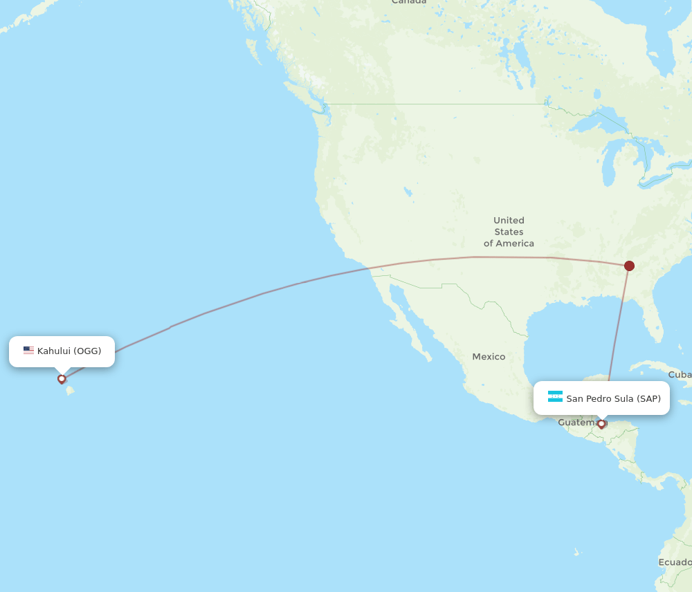 OGG-SAP flight routes