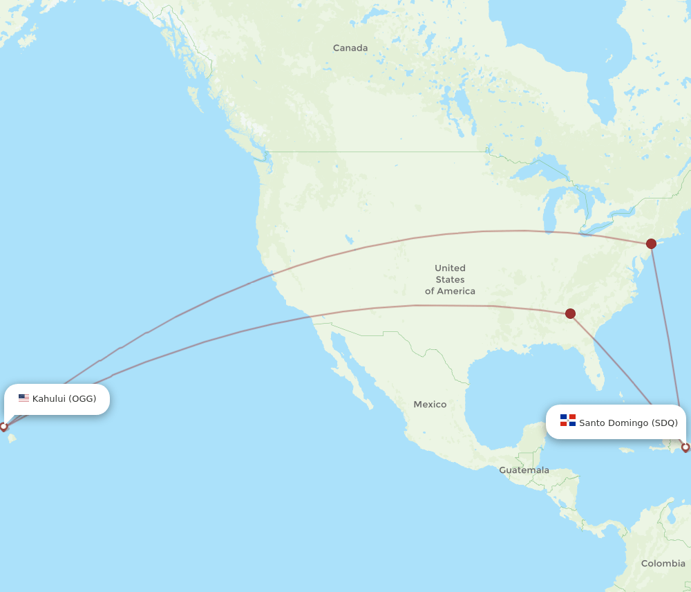 OGG-SDQ flight routes