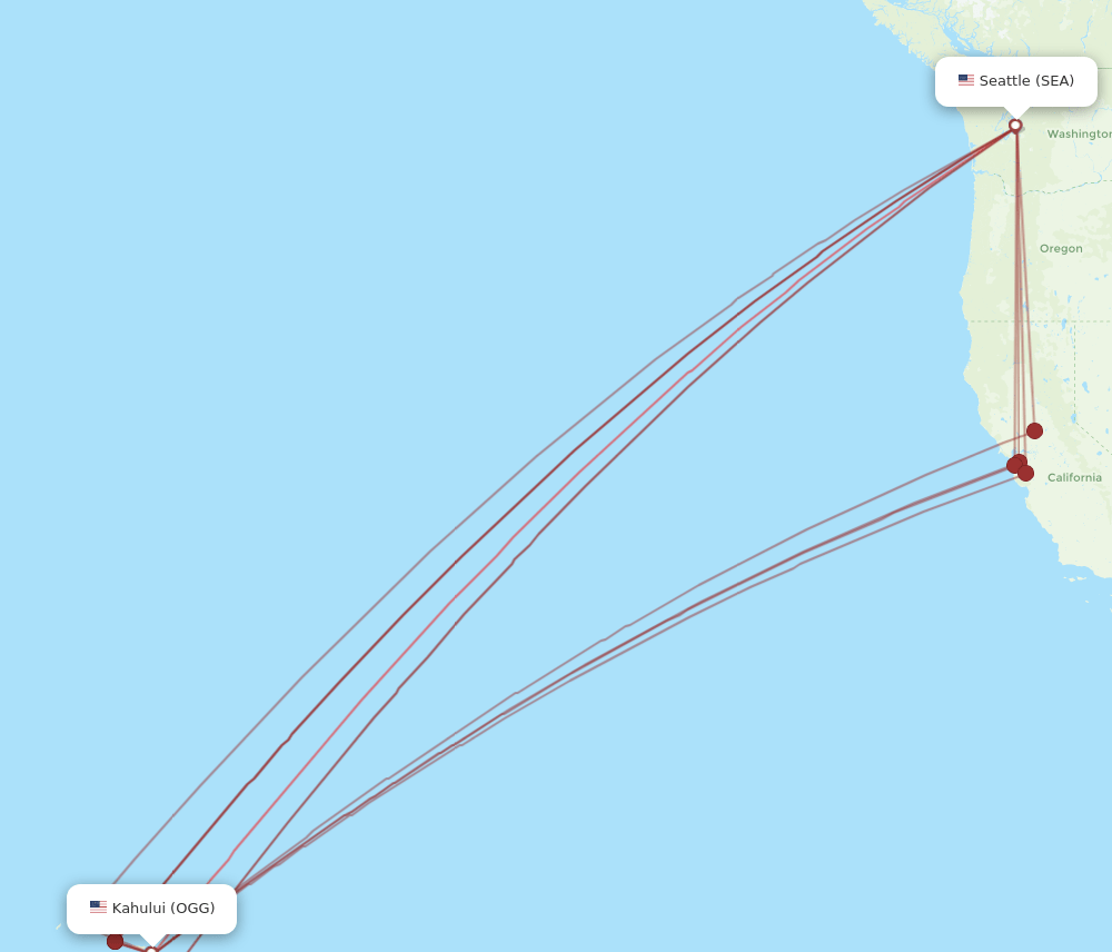 OGG-SEA flight routes