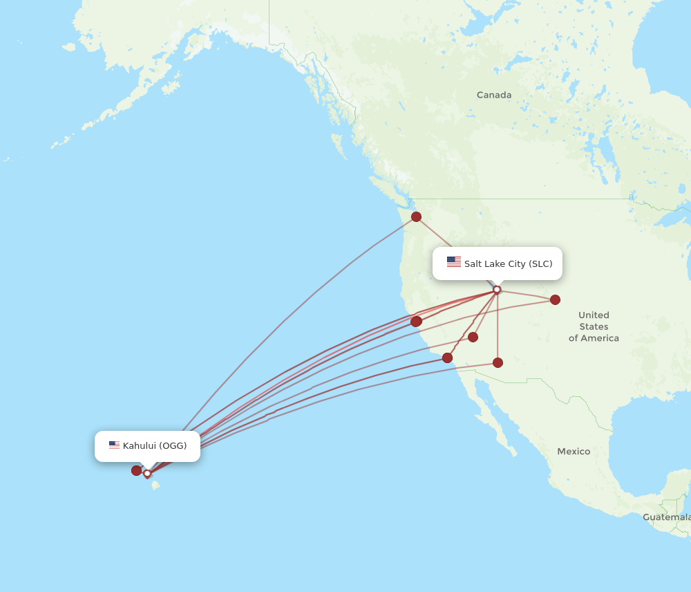 OGG to SLC flights and routes map