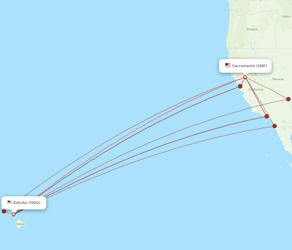 OGG to SMF flights and routes map