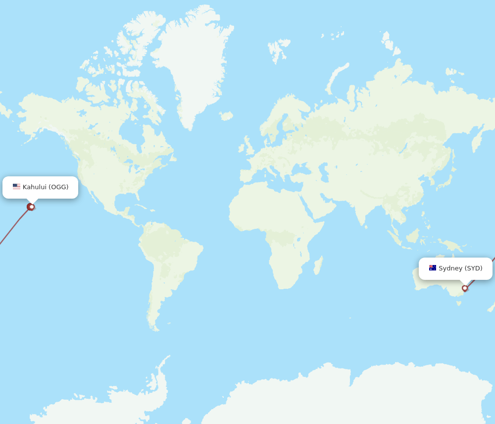 OGG-SYD flight routes