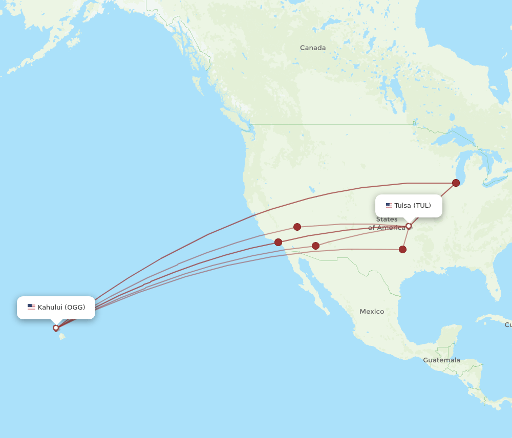 OGG-TUL flight routes