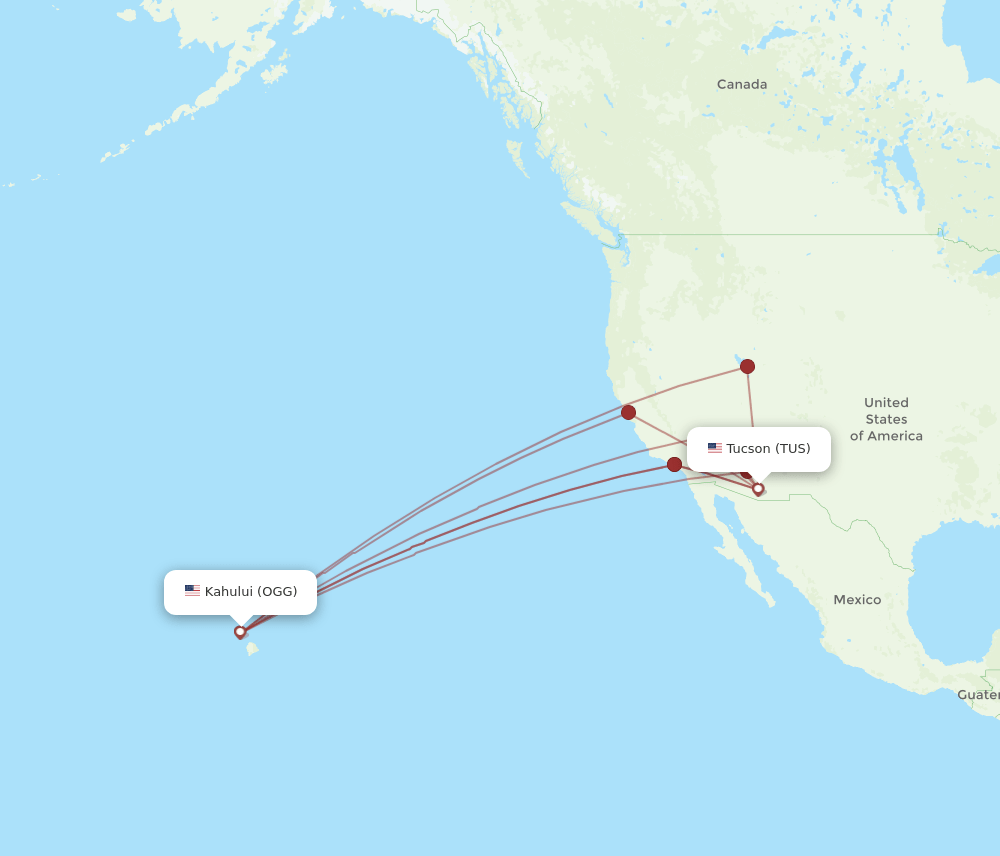 OGG-TUS flight routes