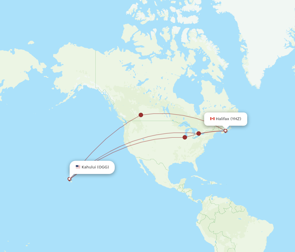 OGG to YHZ flights and routes map