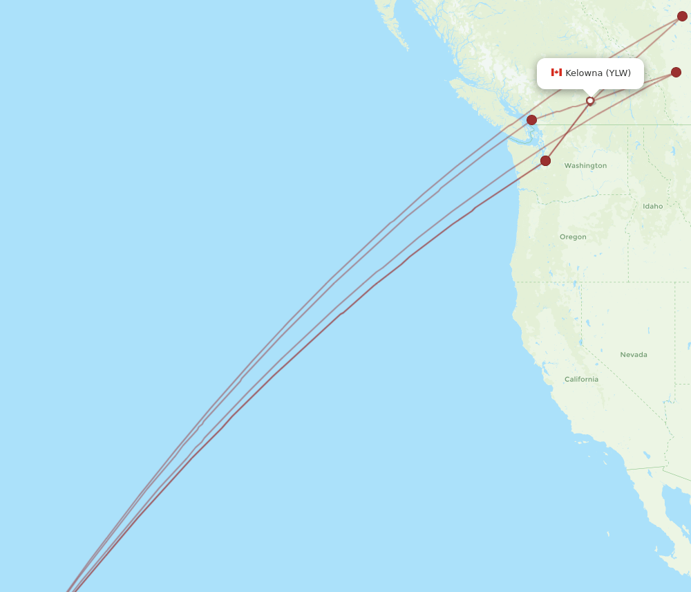 OGG to YLW flights and routes map