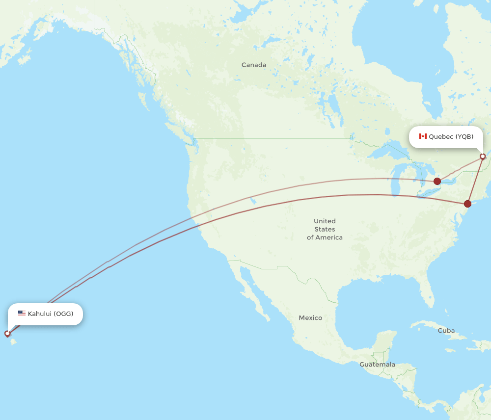 OGG to YQB flights and routes map