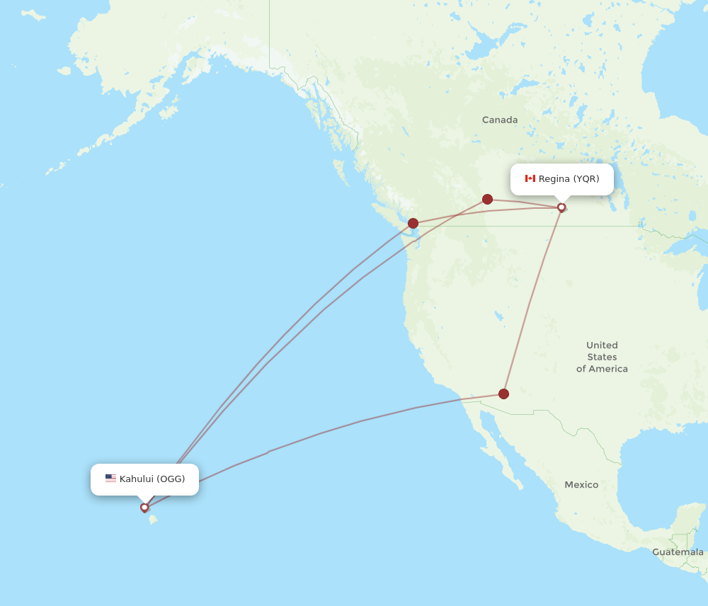 OGG to YQR flights and routes map
