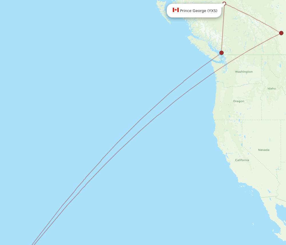 OGG to YXS flights and routes map