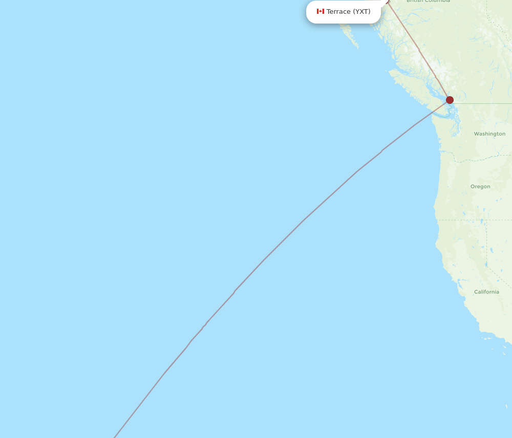 Terrace - Kahului route map and flight paths