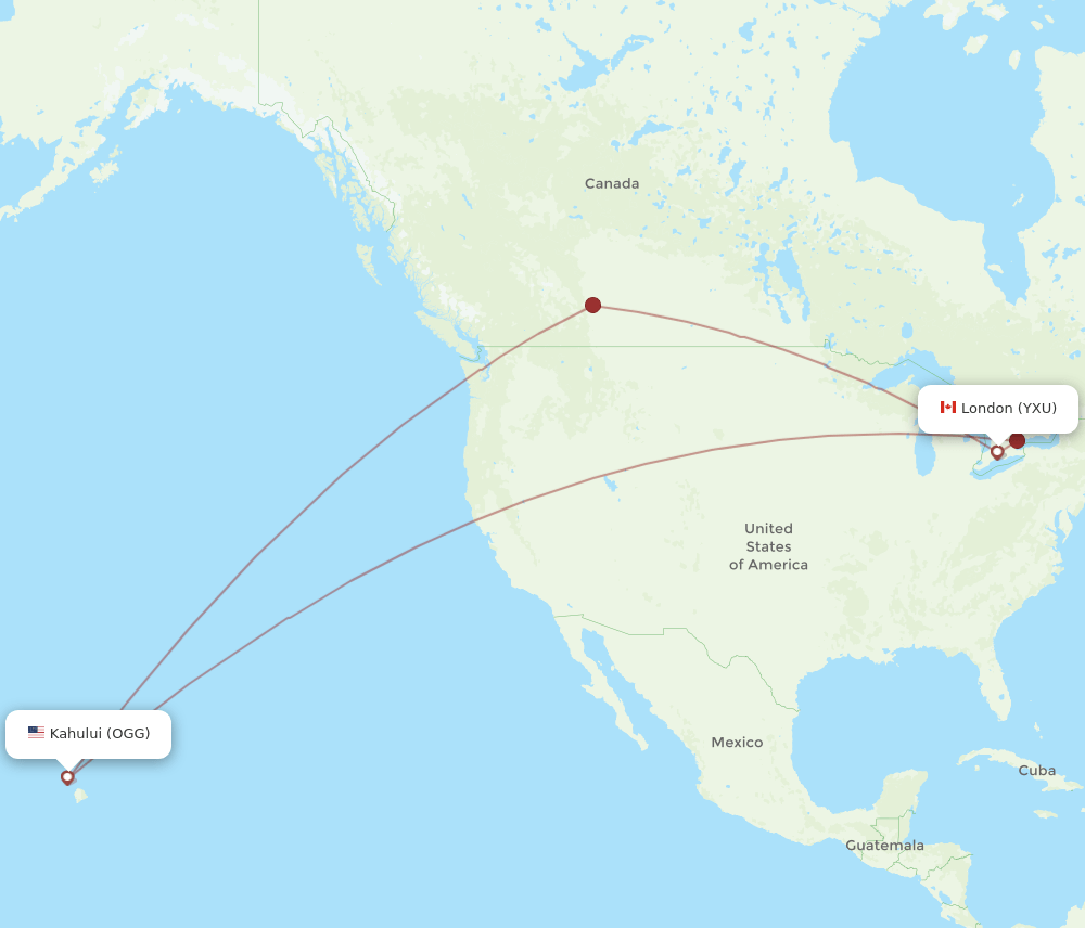 OGG to YXU flights and routes map