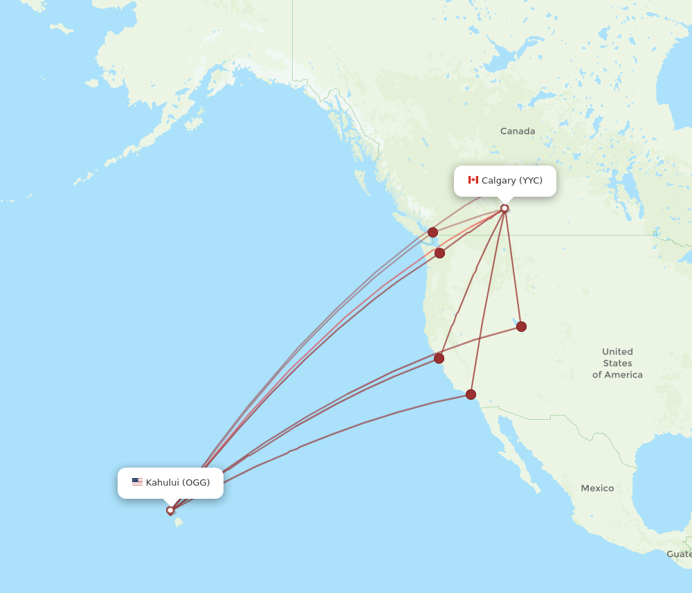 OGG to YYC flights and routes map