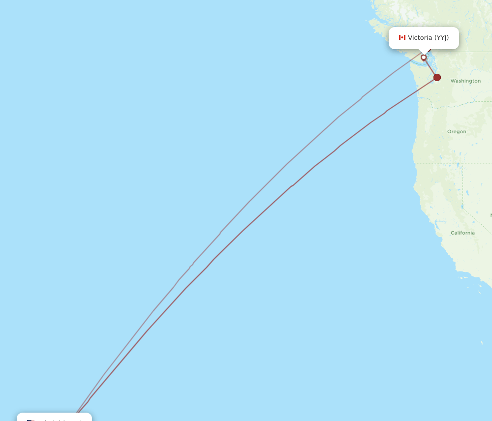 YYJ to OGG flights and routes map