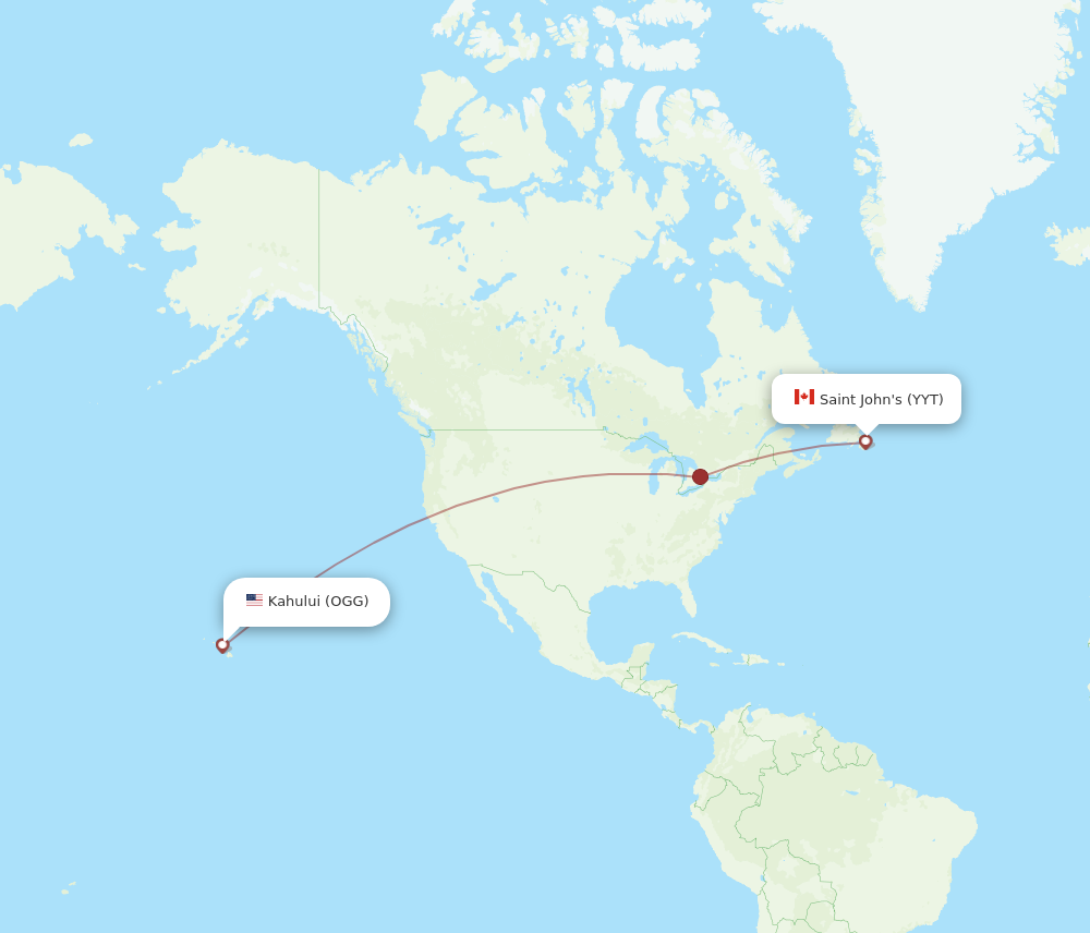 OGG to YYT flights and routes map