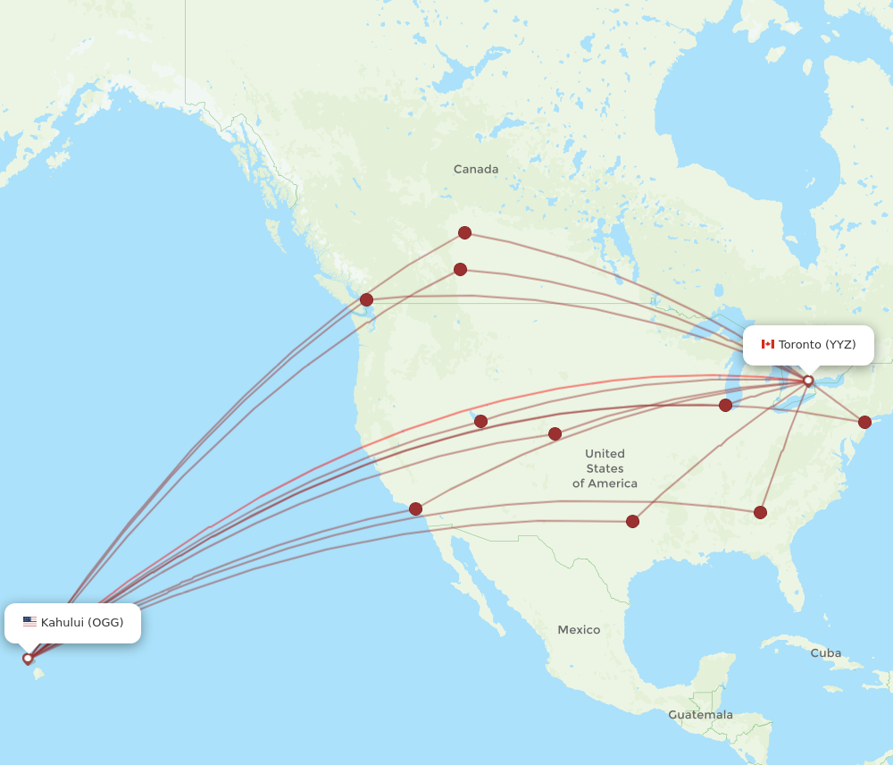 OGG to YYZ flights and routes map