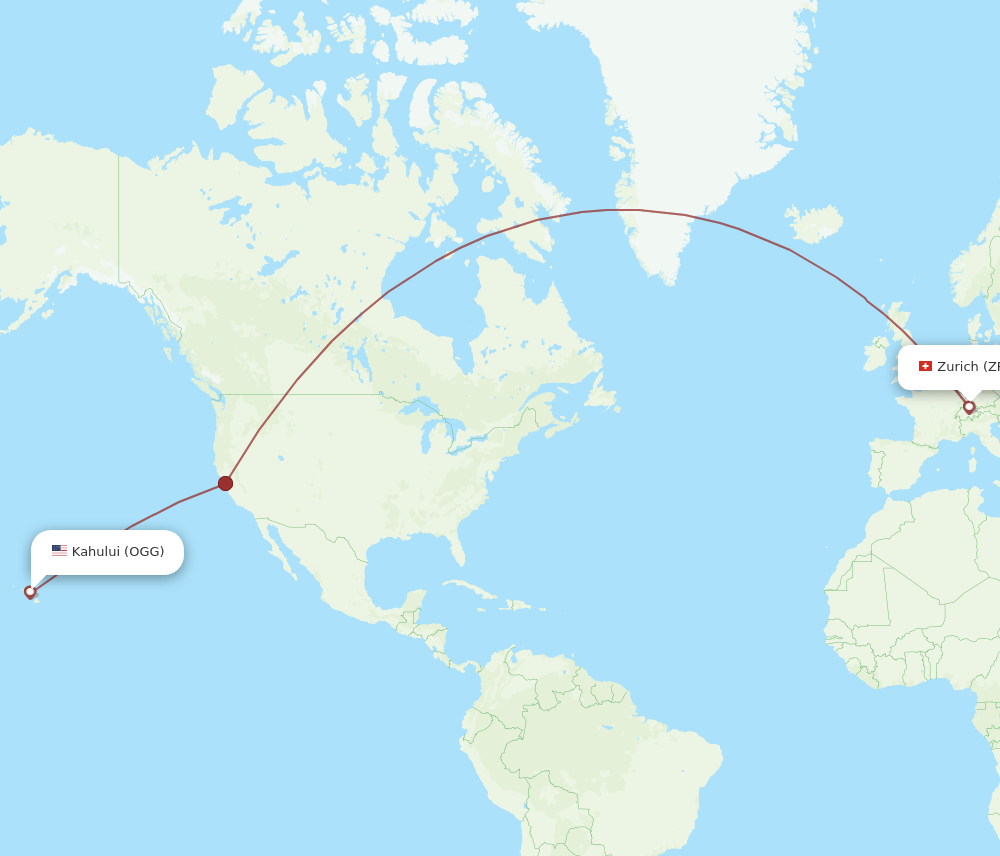 OGG-ZRH flight routes