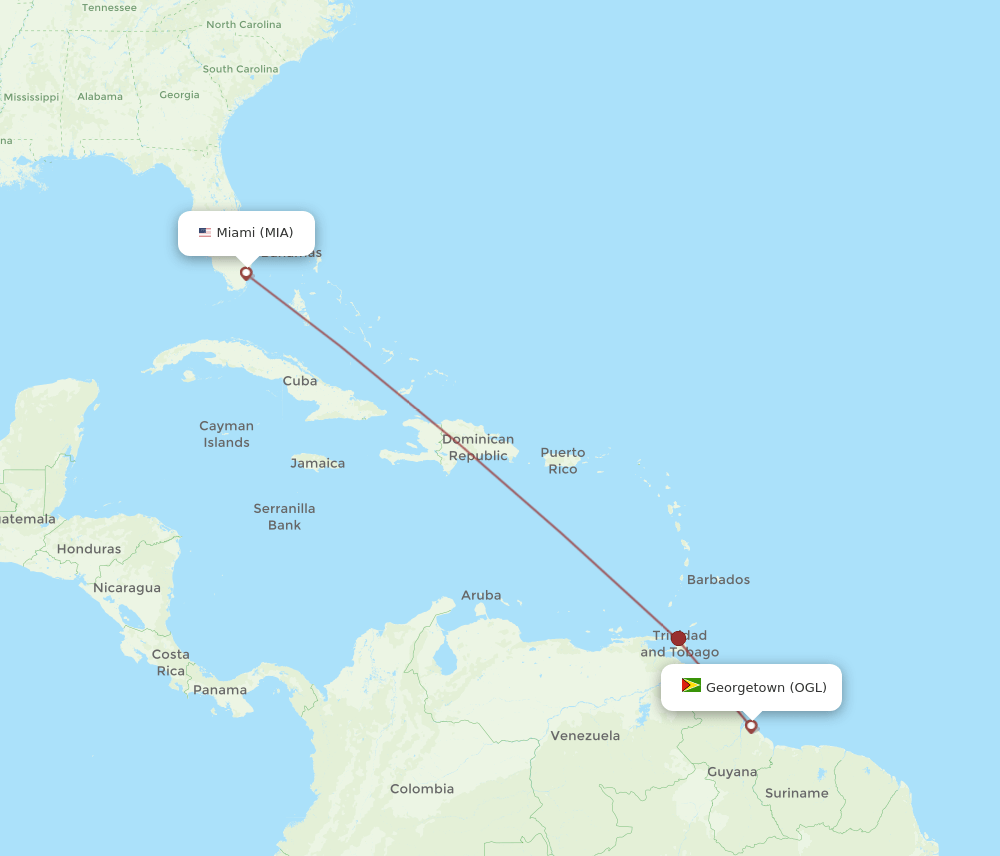 OGL-MIA flight routes